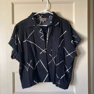 Designer Bel Kazan eco conscious button down cropped shirt